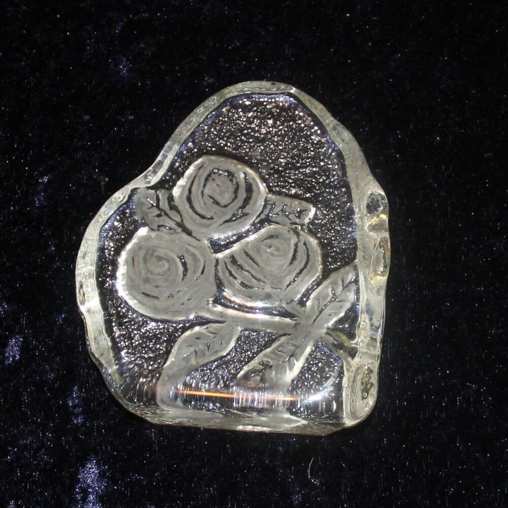 Vintage Glass Roses Paper Weight